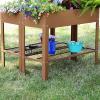 Sunnydaze Galvanized Steel Raised Garden Bed – Set of 2 Elevated Planter Boxes – Individual or Connected Use – Features Lower Storage Shelf – Brown(Brown)