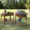 Sunnydaze Galvanized Steel Raised Garden Bed – Set of 2 Elevated Planter Boxes – Individual or Connected Use – Features Lower Storage Shelf – Brown(Brown)