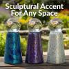 Sunnydaze Glass Gazing Ball Stand for Gazing Globes – Outdoor Mosaic Sphere Holder & Pedestal for Backyard or Patio Decoration – Iridescent Purple(Mirrored Diamond)