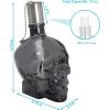 Sunnydaze Grinning Skull Glass Tabletop Torches – Outdoor Patio Lighting – Includes Wicks and Attached Snuffers – Set of 16 Refillable Torches – Clear(Black)