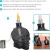 Sunnydaze Grinning Skull Glass Tabletop Torches – Outdoor Patio Lighting – Includes Wicks and Attached Snuffers – Set of 16 Refillable Torches – Clear(Black)