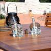 Sunnydaze Grinning Skull Glass Tabletop Torches – Outdoor Patio Lighting – Includes Wicks and Attached Snuffers – Set of 16 Refillable Torches – Clear(Clear)