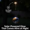 Sunnydaze Hanging Solar Fly-Through Glass Bird Feeder – 6″ Outdoor Bird Feeder with Solar Light – Bright Summer Burst(Fire and Ice)