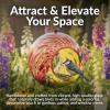 Sunnydaze Hanging Solar Fly-Through Glass Bird Feeder – 6″ Outdoor Bird Feeder with Solar Light – Bright Summer Burst(Rainbow Swirl)