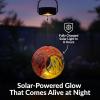 Sunnydaze Hanging Solar Fly-Through Glass Bird Feeder – 6″ Outdoor Bird Feeder with Solar Light – Bright Summer Burst(Rainbow Swirl)