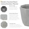Sunnydaze Modern Faceted 14.75″ Polyresin Geometric Planter – Flower Pot for Indoor or Outdoor Use – Light Gray – Set of 4(1)