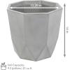 Sunnydaze Modern Faceted 14.75″ Polyresin Geometric Planter – Flower Pot for Indoor or Outdoor Use – Light Gray – Set of 4(1)