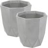Sunnydaze Modern Faceted 14.75″ Polyresin Geometric Planter – Flower Pot for Indoor or Outdoor Use – Light Gray – Set of 4(2)