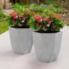 Sunnydaze Modern Faceted 14.75″ Polyresin Geometric Planter – Flower Pot for Indoor or Outdoor Use – Light Gray – Set of 4(4)