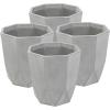 Sunnydaze Modern Faceted 14.75″ Polyresin Geometric Planter – Flower Pot for Indoor or Outdoor Use – Light Gray – Set of 4(4)