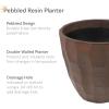 Sunnydaze Pebbled Polyresin Round Outdoor Planter – 15.75″ Flower Pot for Indoor or Outdoor Use – Dark Brown – Set of 4(1)