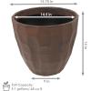 Sunnydaze Pebbled Polyresin Round Outdoor Planter – 15.75″ Flower Pot for Indoor or Outdoor Use – Dark Brown – Set of 4(2)