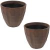 Sunnydaze Pebbled Polyresin Round Outdoor Planter – 15.75″ Flower Pot for Indoor or Outdoor Use – Dark Brown – Set of 4(2)