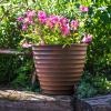 Sunnydaze Ribbed 13″ Outdoor Plant Pot – Polyresin Double-Walled Planter for Indoor or Outdoor Use – Rust – Set of 2(13 in)