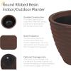 Sunnydaze Ribbed 13″ Outdoor Plant Pot – Polyresin Double-Walled Planter for Indoor or Outdoor Use – Rust – Set of 2(13 in)
