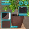 Sunnydaze Ribbed 13″ Outdoor Plant Pot – Polyresin Double-Walled Planter for Indoor or Outdoor Use – Rust – Set of 2(16 in)