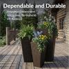 Sunnydaze Square Tall Wicker Outdoor Planter Set of 3 – Polyrattan Large Outdoor Planters for Porch, Patio or Garden – 9″, 11.5″, 14.75″ Tall Plant Pots – Brown(Brown)