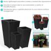 Sunnydaze Square Tall Wicker Outdoor Planter Set of 3 – Polyrattan Large Outdoor Planters for Porch, Patio or Garden – 9″, 11.5″, 14.75″ Tall Plant Pots – Brown(Black)