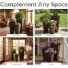 Sunnydaze Square Tall Wicker Outdoor Planter Set of 3 – Polyrattan Large Outdoor Planters for Porch, Patio or Garden – 9″, 11.5″, 14.75″ Tall Plant Pots – Brown(Brown)