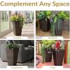 Sunnydaze Square Tall Wicker Outdoor Planter Set of 8 – Polyrattan Large Outdoor Planters for Porch, Patio or Garden – 20″ Tall Plant Pots – Brown(Brown)