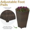 Sunnydaze Square Tall Wicker Outdoor Planter Set of 8 – Polyrattan Large Outdoor Planters for Porch, Patio or Garden – 20″ Tall Plant Pots – Brown(Brown)