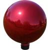 Sunnydaze 10-Inch Glass Gazing Ball for Garden Enthusiasts – Outdoor Gazing Globe for Outside Yard Decor – Aqua – Stainless Steel Finish(Red)