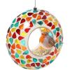 Sunnydaze 10-Inch Glass Mosaic Hanging Bird Feeder for Outdoors – Fly-Through Glass Bird Feeder for Cardinals, Jays, Finches and More – Pearl Pink Flower(Confetti Mosaic)