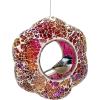 Sunnydaze 10-Inch Glass Mosaic Hanging Bird Feeder for Outdoors – Fly-Through Glass Bird Feeder for Cardinals, Jays, Finches and More – Pearl Pink Flower(Pearl Pink Flower)