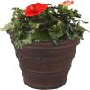 Sunnydaze 13-Inch Laurel Large Plant Pot – Polyresin Round Outdoor Planter with Drillable Drainage Holes – 2 Pack – Rust(1)