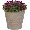 Sunnydaze 19.5-Inch Arabella Large Plastic Pot for Plants – Outdoor Double-Walled Polyresin Large Plastic Planter with Drillable Drainage Holes – Antique White – 4-Pack(Beige)