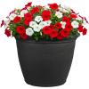 Sunnydaze 24-Inch Anjelica Large Plastic Pot for Plants – Outdoor Double-Walled Large Plastic Planter with Drillable Drainage Holes – Matte Black – 2pk(Matte Black)