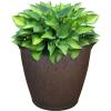 Sunnydaze 24-Inch Anjelica Large Plastic Pot for Plants – Outdoor Double-Walled Large Plastic Planter with Drillable Drainage Holes – Matte Black – 2pk(Rust)