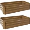 Sunnydaze 48-Inch Galvanized Steel Raised Garden Beds – Rectangle Planter for Vegetables and Flowers – Brown – Set of 2(Brown)