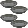 Sunnydaze 9-Inch Ceramic Plant Saucers – Plant Drip Trays for Outdoor Planter Flowerpot Drainage – Set of 4 – Gray(Gray)