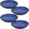 Sunnydaze 9-Inch Ceramic Plant Saucers – Plant Drip Trays for Outdoor Planter Flowerpot Drainage – Set of 4 – Gray(Imperial Blue)
