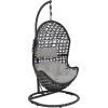 Sunnydaze Cordelia Hanging Egg Chair with Steel Stand Set, Resin Wicker, Large Basket Design, Outdoor Use, Includes Cushion