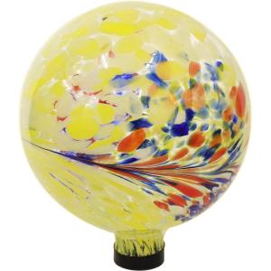 Sunnydaze 10-Inch Gazing Ball for Garden – Glass Gazing Globe for Outside – Garden Orb Yard Decor, Great for Outdoor Enthusiasts – Primary Color Burst(Bright Summer Burst)