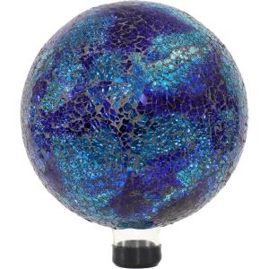 Sunnydaze 10-Inch Gazing Ball for Garden – Glass Gazing Globe for Outside – Outdoor Garden Orb for Backyard or Front Lawn Decor – Lavender – Set of 2(Deep Ocean Swirl)