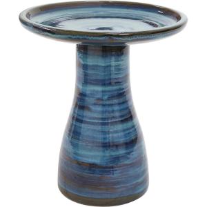 Sunnydaze 21″ H Ceramic Bird Bath for Outside – Hand-Painted Outdoor Bird Bath Bowl, UV/Frost-Resistant Finish – Lemon Cognac(Galaxy Blue)