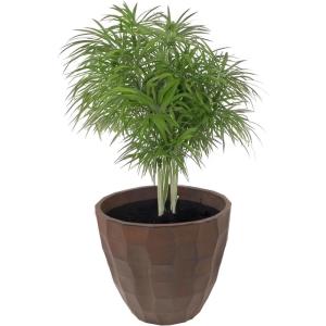 Sunnydaze Pebbled Polyresin Round Outdoor Planter – 15.75″ Flower Pot for Indoor or Outdoor Use – Dark Brown – Set of 4(1)