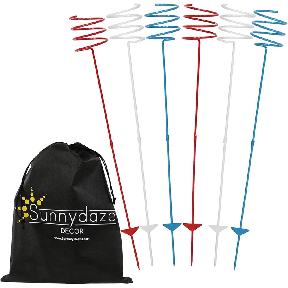 image:imageSunnydaze Outdoor Cup Holders for Yard HeavyDuty Outdoor Drink Holder Stakes Set of 36 Patriotic Red White and BluePatriotic
