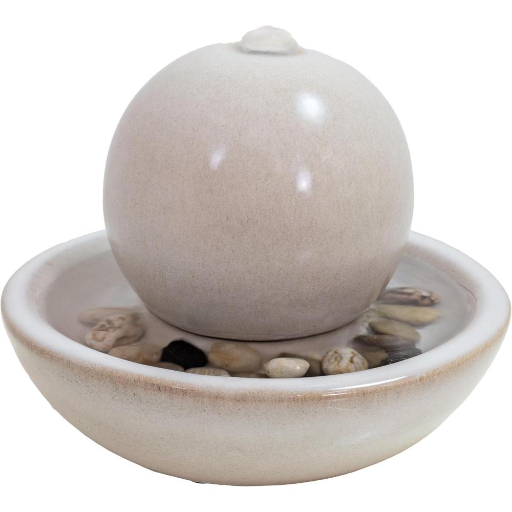 image:imageSunnydaze Tabletop Ceramic Tabletop Fountain with Orb Relaxing Indoor Fountain for Meditation for Office Bedroom or Living Room White Set of 4White