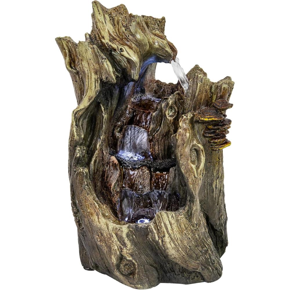 image:imageSunnydaze Tabletop Water Fountain  14 Inch Relaxing Indoor Desktop Water Fountain  Cascading Caves with LED Lights  Office Bedroom Living Room