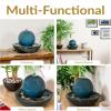 Sunnydaze Tabletop Ceramic Tabletop Fountain with Orb – Relaxing Indoor Fountain for Meditation – for Office, Bedroom, or Living Room – White – Set of 4(Teal)