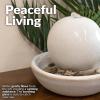 Sunnydaze Tabletop Ceramic Tabletop Fountain with Orb – Relaxing Indoor Fountain for Meditation – for Office, Bedroom, or Living Room – White – Set of 4(White)