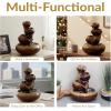 Sunnydaze Tiered Vessels Ceramic Tabletop Water Fountain – Relaxing Indoor Fountain for Office, Bedroom, or Living Room – Brown(Brown)