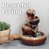 Sunnydaze Tiered Vessels Ceramic Tabletop Water Fountain – Relaxing Indoor Fountain for Office, Bedroom, or Living Room – Brown(Brown)