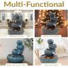 Sunnydaze Tiered Vessels Ceramic Tabletop Water Fountain – Relaxing Indoor Fountain for Office, Bedroom, or Living Room – Brown(Teal)