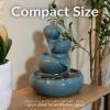 Sunnydaze Tiered Vessels Ceramic Tabletop Water Fountain – Relaxing Indoor Fountain for Office, Bedroom, or Living Room – Brown(Teal)