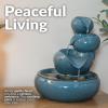 Sunnydaze Tiered Vessels Ceramic Tabletop Water Fountain – Relaxing Indoor Fountain for Office, Bedroom, or Living Room – Brown(Teal)